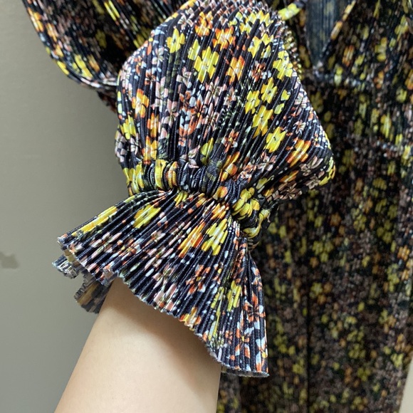 ASOS 70s inspired boho long sleeve brown floral dress - Picture 3 of 5